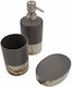 Sidirela Ceramic Bathroom Accessory Set Brown 3pcs