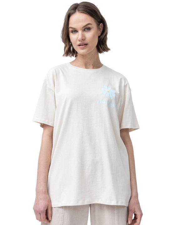 Tom Tailor Women's Oversized T-shirt Soft Beige Solid