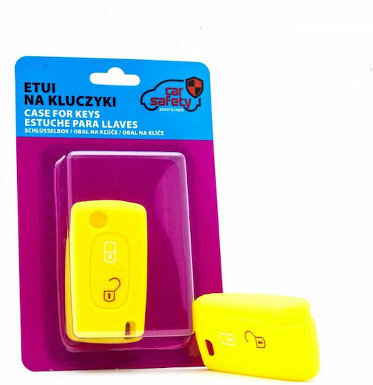Θήκη Κλειδιού Car Safety από Silikon με 2 Κουμπιά για Citroen / Peugeot σε Gelb Χρώμα