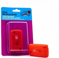 Husă Cheie Auto Car Safety Din Silicon Cu 2 Butoane Pentru Citroen Peugeot În Culoare Roșie
