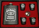Jack Daniel's Steel Подредба Флакон Неръждаема Стомана с Фуния и Чаши за Шотове Черен 236ml
