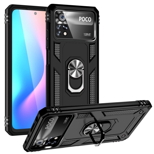 Xiaomi Poco X4 Pro 5g Hybrid Shockproof Armor Case 360 Degree Metal Rotating Ring Car Mount 1450