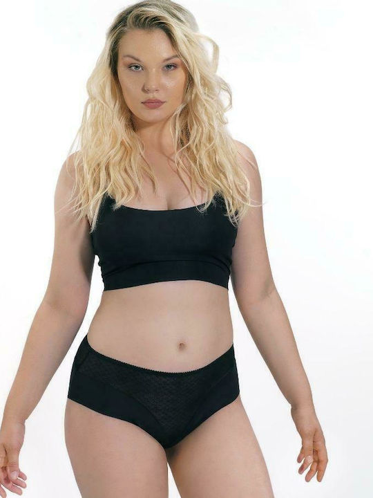 Millie Ψηλόμεσο Γυναικείο Slip με Δαντέλα Μαύρο