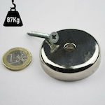 Neodymium Round Magnet with Hole and Traction Force 87kg D8.5xL48xW11.5mm