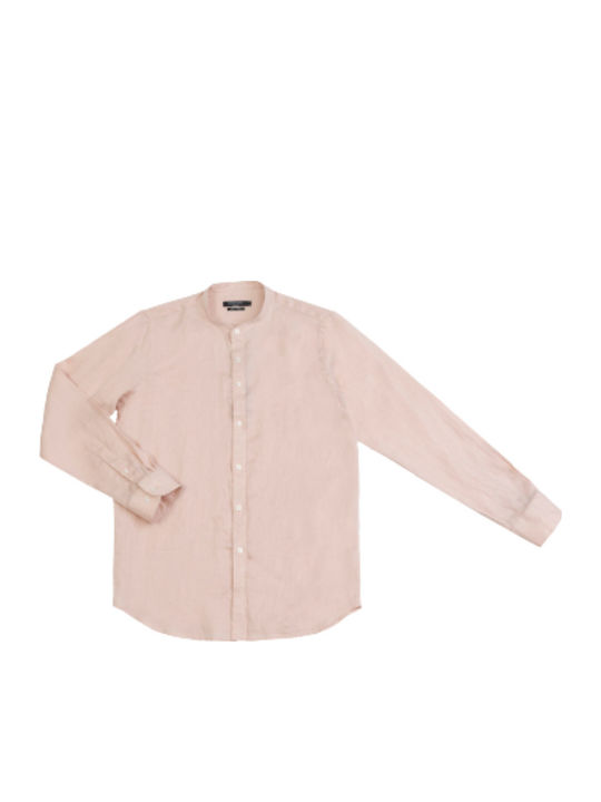 Gianni Lupo Long-sleeved Linen Shirt Pink