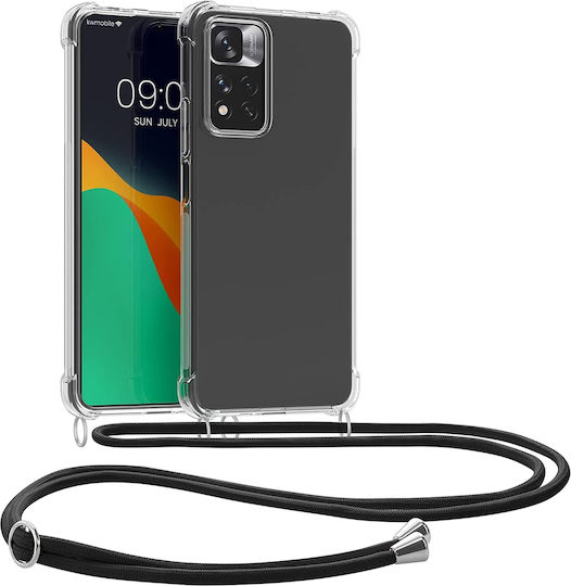 KWmobile Umschlag Rückseite Silikon mit Band Transparent / Black (Redmi Note 11 Pro+ 5G)