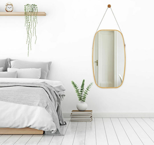 Relaxdays Καθρέπτης Τοίχου Οβάλ με Καφέ Ξύλινο Πλαίσιο 76.5x43.6cm