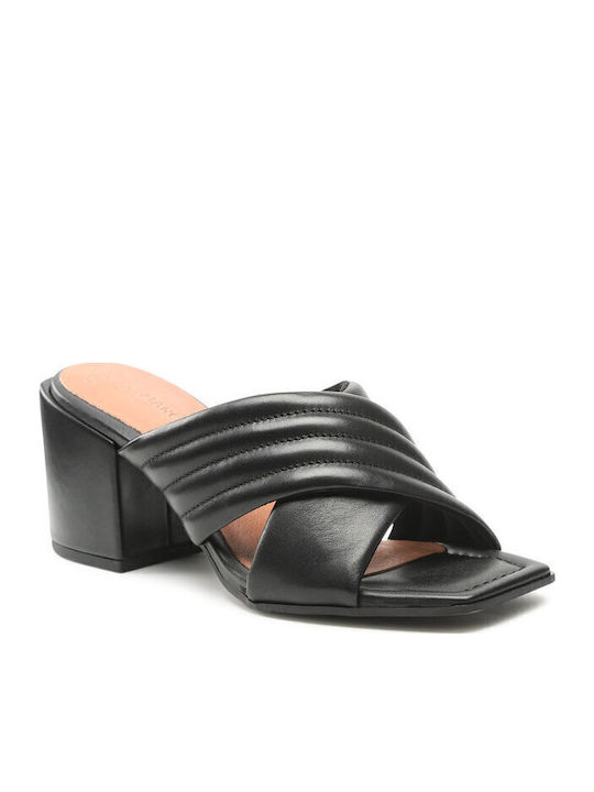Marco Tozzi Leather Mules with Chunky High Heel...