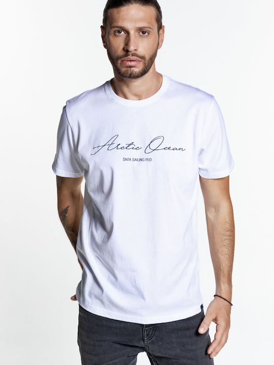 Snta T-Shirt mit Eismeer-Aufdruck - Weiß