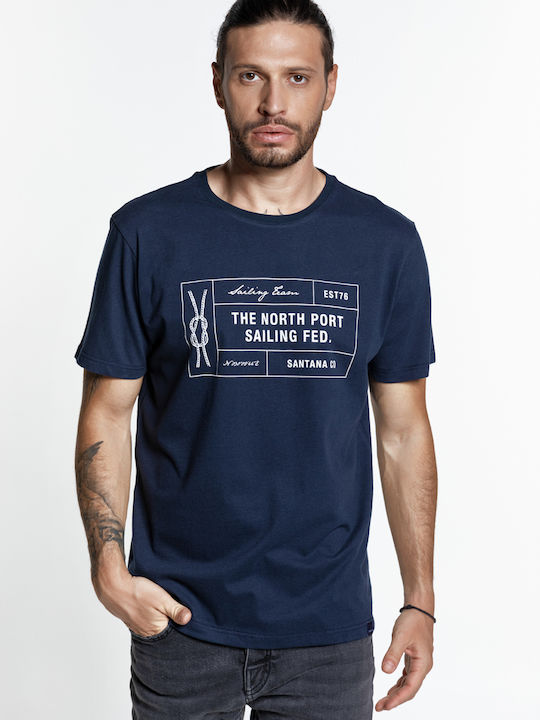 Snta T-shirt with Sailing Fed. print - Blue Navy