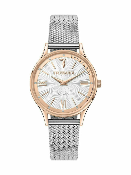 Trussardi T-Star Ceas de Damă cu Argintiu Brățară Metalică