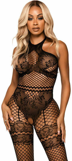 Leg Avenue Net Halter Bodystocking Black