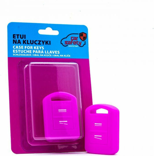 Θήκη Κλειδιού Car Safety από Silikon με 2 Κουμπιά για Opel σε Rosa Χρώμα
