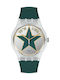 Swatch Star Dad Men's Watch 41mm Battery with Green Rubber Strap