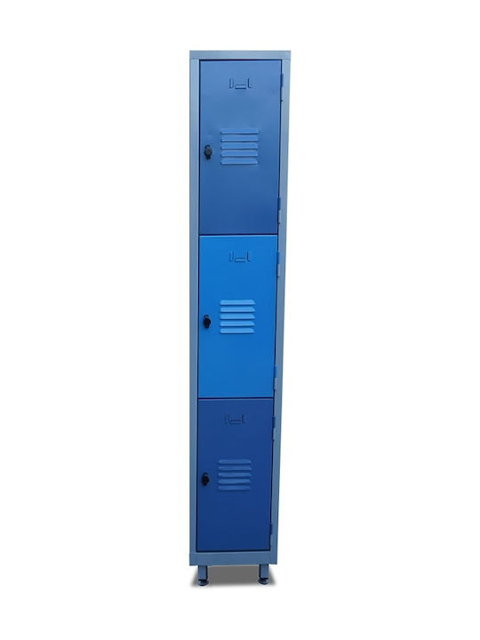 Ral7001 Metallic Galvanized Locker with 3 Shelves 33.5x40x190cm