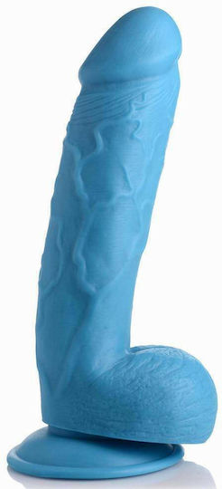 Pop Peckers Poppin Dildo With Balls Glass Dildo with Balls and Suction Cup Blue 20cm