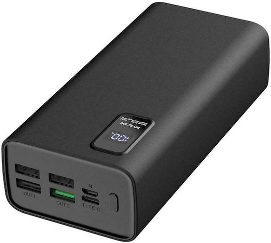Platinet PL0415 Power Bank 30000mAh 22.5W с 4 USB-A порта и USB-C порт Power Delivery / Бързо зареждане 3.0 Черен