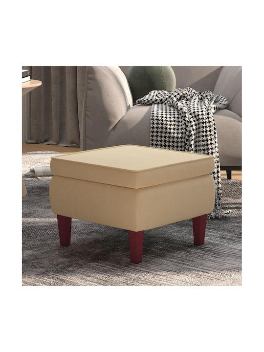 Stool Footstool Upholstered with Velvet Cream 5...