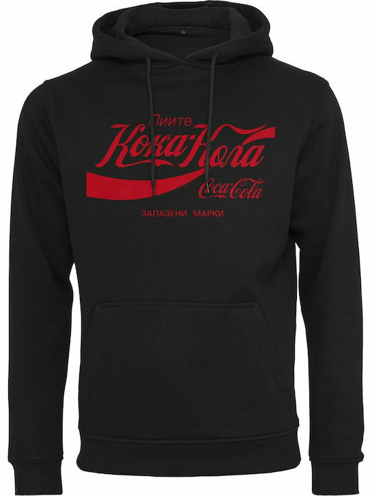 Merchcode Coca Cola Rus Φούτερ με Κουκούλα Μαύρο
