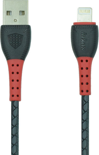 Inkax CK-75 Braided USB to Lightning Cable Κόκκινο 1m