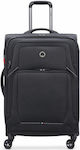 Delsey Optimax Large Travel Suitcase Fabric Black with 4 Wheels Height 80.5cm