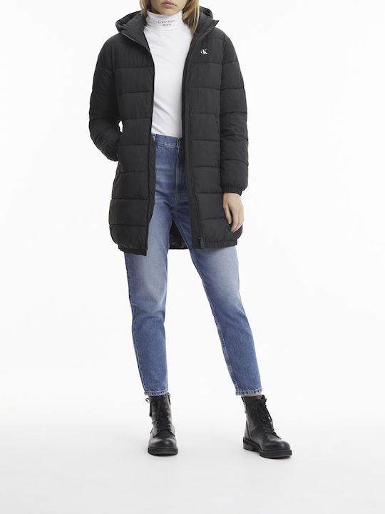 Calvin Klein Μακρύ Γυναικείο Puffer Μπουφάν για Χειμώνα Μαύρο
