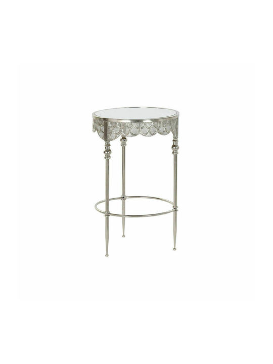 Round Glass Side Table Silver L39xW39xH61cm