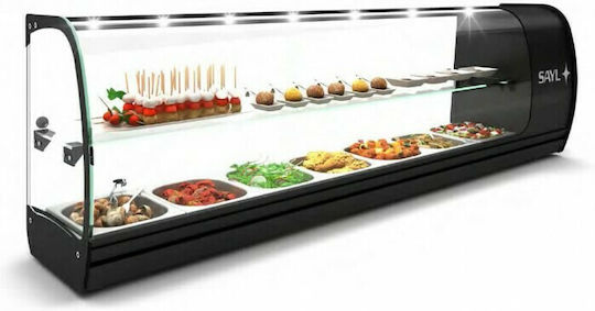 Sayl Barcelona Maintenance Showcase Tabletop with Capacity 7x1/6 GN 135x26x40cm Slim Tapas