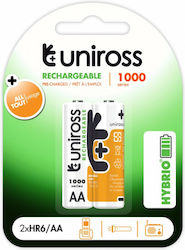 Uniross Hybrio AA 1000mAh 1.2V 2τμχ Baterii Reîncărcabile