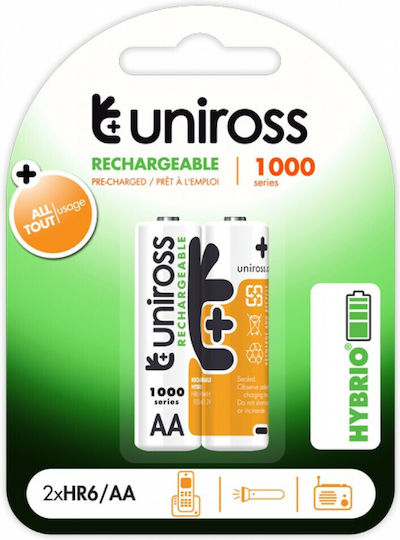 Uniross Hybrio Baterii Reîncărcabile AA Ni-MH 1000mAh 1.2V 2buc