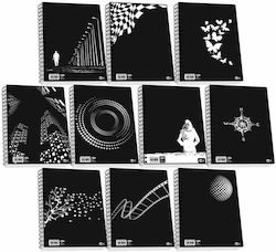 Skag Spiral Notebook Ruled A4 4 Subjects Black & White 1pcs (Μiscellaneous Designs)