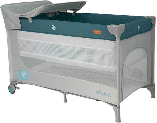 Bebe Stars Comfort Elephant Кошара за игра 2 Нива с Променяща се Повърхност & Матрак Сив 125x65см