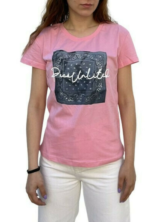 Paco & Co Γυναικείο T-shirt Ροζ με Στάμπα