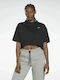 Reebok MYT Damen Sportliches Crop Top Kurzarm Schwarz