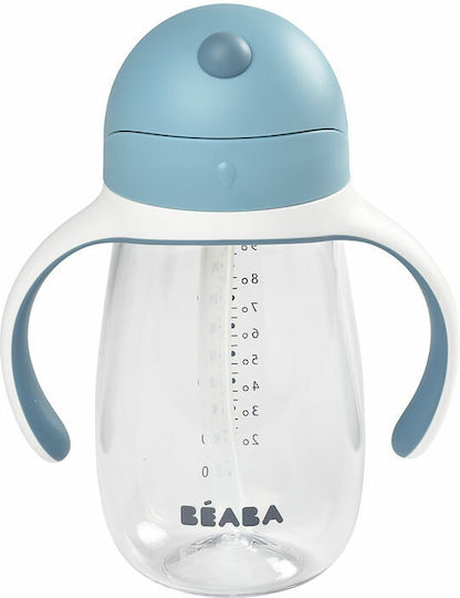 Beaba Căniță pentru copii cu Mânere și Pai din Plastic Albastru deschis 300ml pentru 8m+m+