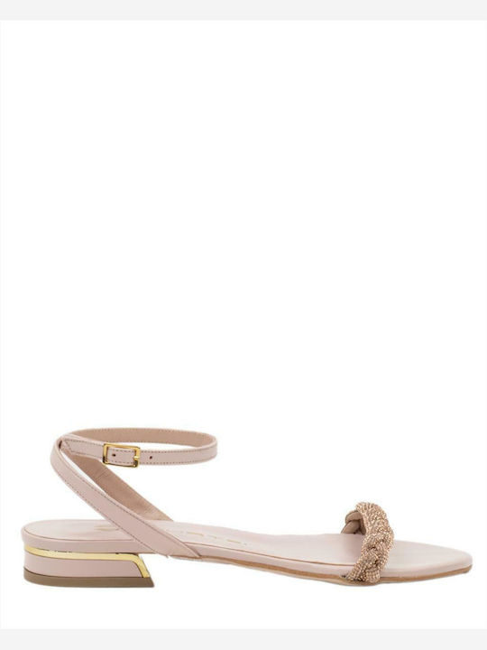 Mourtzi Leather Women's Flat Sandals Powder