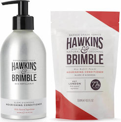 Hawkins & Brimble Unisex Hair Care Set Refill & Pouch Bundle with Conditioner 2x300ml