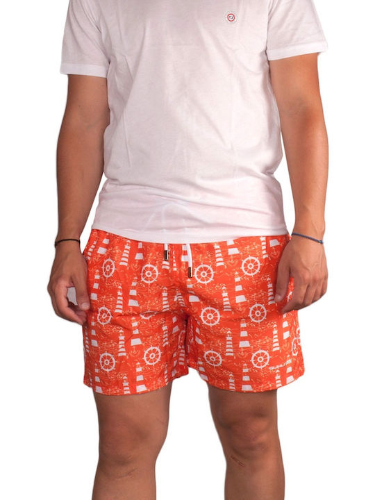 Ανδρικό Μαγιό Σορτς Summer Orange με Σχέδια