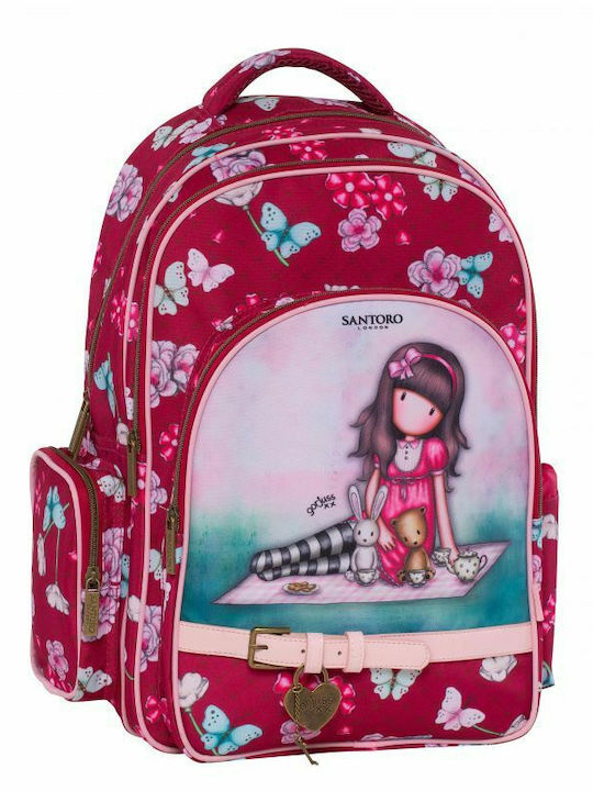 Santoro Enjoy Little Things School Bag Backpack Elementary, Elementary in Fuchsia color