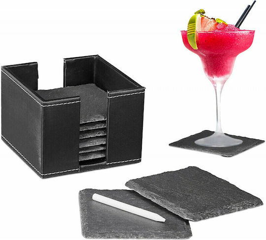 Relaxdays Σουβέρ Πέτρινο με Βάση Γκρι 10x10cm 8τμχ Relaxdays Σουβέρ Πέτρινο με Βάση Γκρι 10x10cm 8τμχ