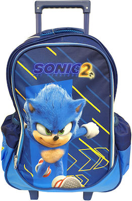 Gim Sonic Σχολική Τσάντα Τρόλεϊ Δημοτικού σε Μπλε χρώμα