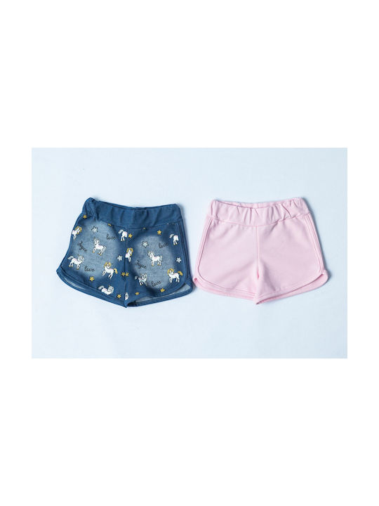 Joyce Kids Shorts/Bermuda Fabric Unicorn Jean Pink 2pcs