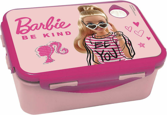 Gim Barbie Πλαστικό Παιδικό Δοχείο Φαγητού Barbie Ροζ