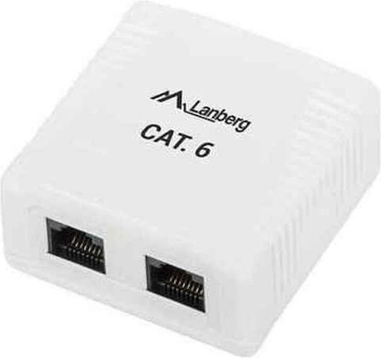 Lanberg Doppelter Externe Netzwerksteckdose RJ45 in Weiß Farbe OU6-0002-W