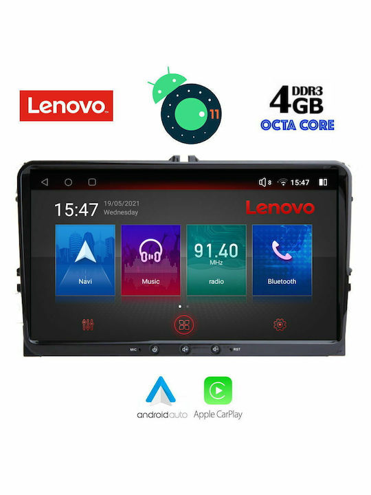 Lenovo Car-Audiosystem für Seat Leon Skoda Yeti Volkswagen Amarok / Käfer / Einkaufswagen / Handwerker / Eos / Golf / Jetta / Passat / Polo / Scirocco / Tiguan 2004-2014 mit Klima (Bluetooth/USB/AUX/WiFi/GPS/Apple-Carplay) mit Touchscreen 9"