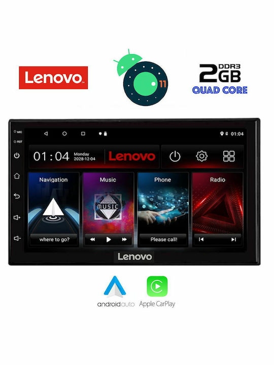 Lenovo Car Audio System for Toyota Avensis Audi A7 Alfa Romeo Mito Jeep Grand Cherokee 2008 (Bluetooth/USB/AUX/WiFi/GPS/Apple-Carplay/CD) with Touch Screen 7"