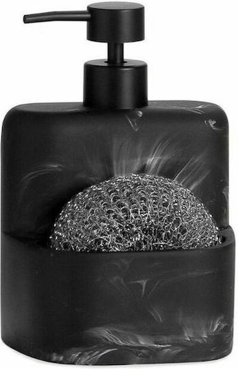 Andrea House Ceramic Kitchen Dispenser with Sponge Holder Black Marble 520ml