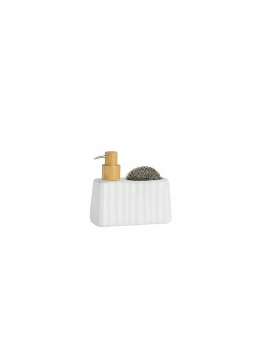 Andrea House Tabletop Ceramic Dispenser for the Kitchen with Sponge Holder White 150ml