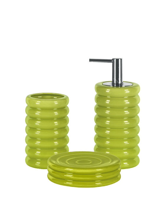 Kleine Wolke Lipsy Badezimmer-Accessoire-Set Keramik Grün 3Stück