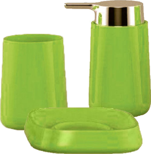 Kleine Wolke Trixy Ceramic Green Bathroom Accessory Set 3 Pieces
